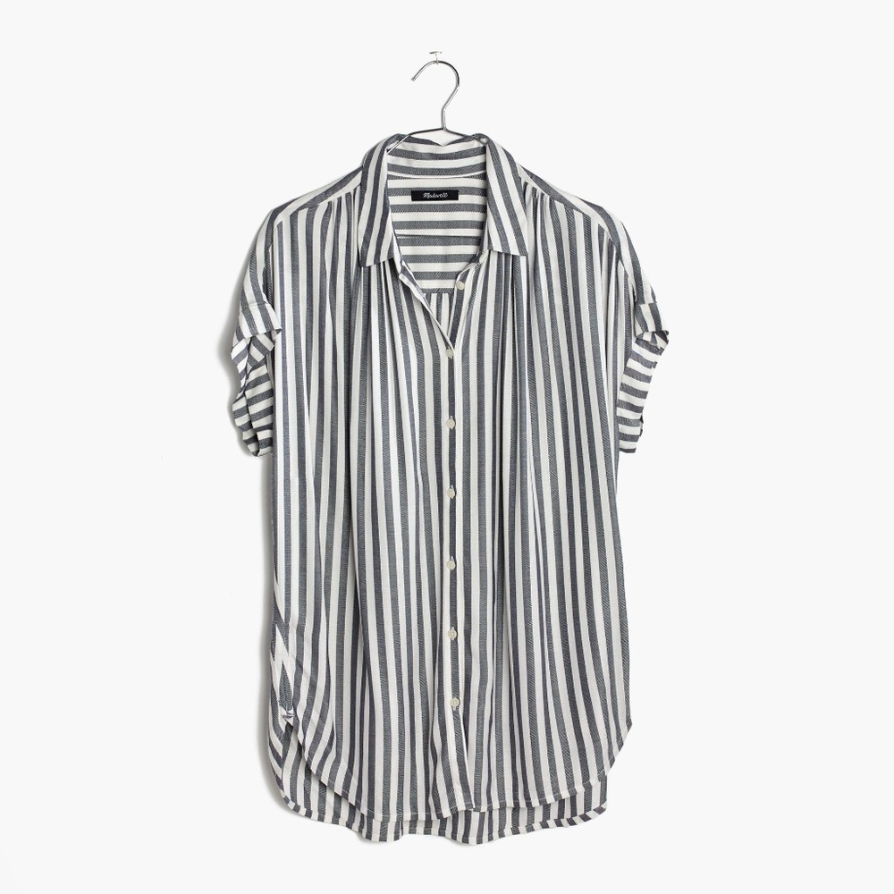 Madwell Central Drapey Shirt Blue Stripe, Size S